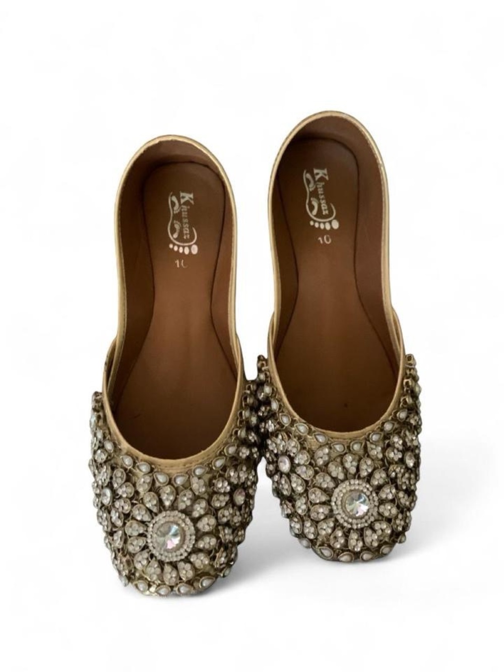 Embellished Gold Women's ballet Flats